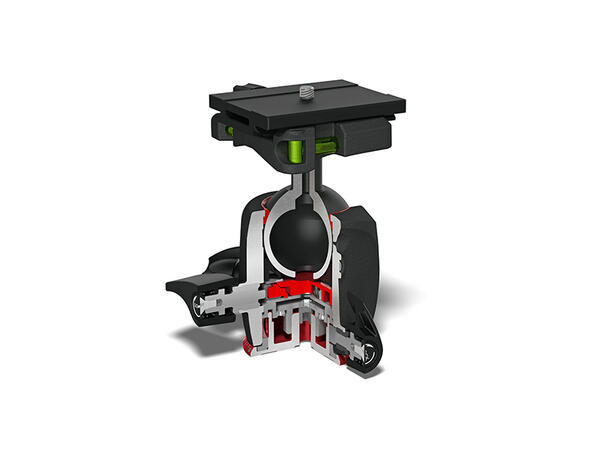 Manfrotto Kulehode MHXPRO-BHQ2 Trippelt låsesystem som sikrer stabilite 